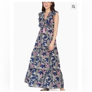 America & Beyond Tropical "Maui Nights Tiered Maxi Dress
